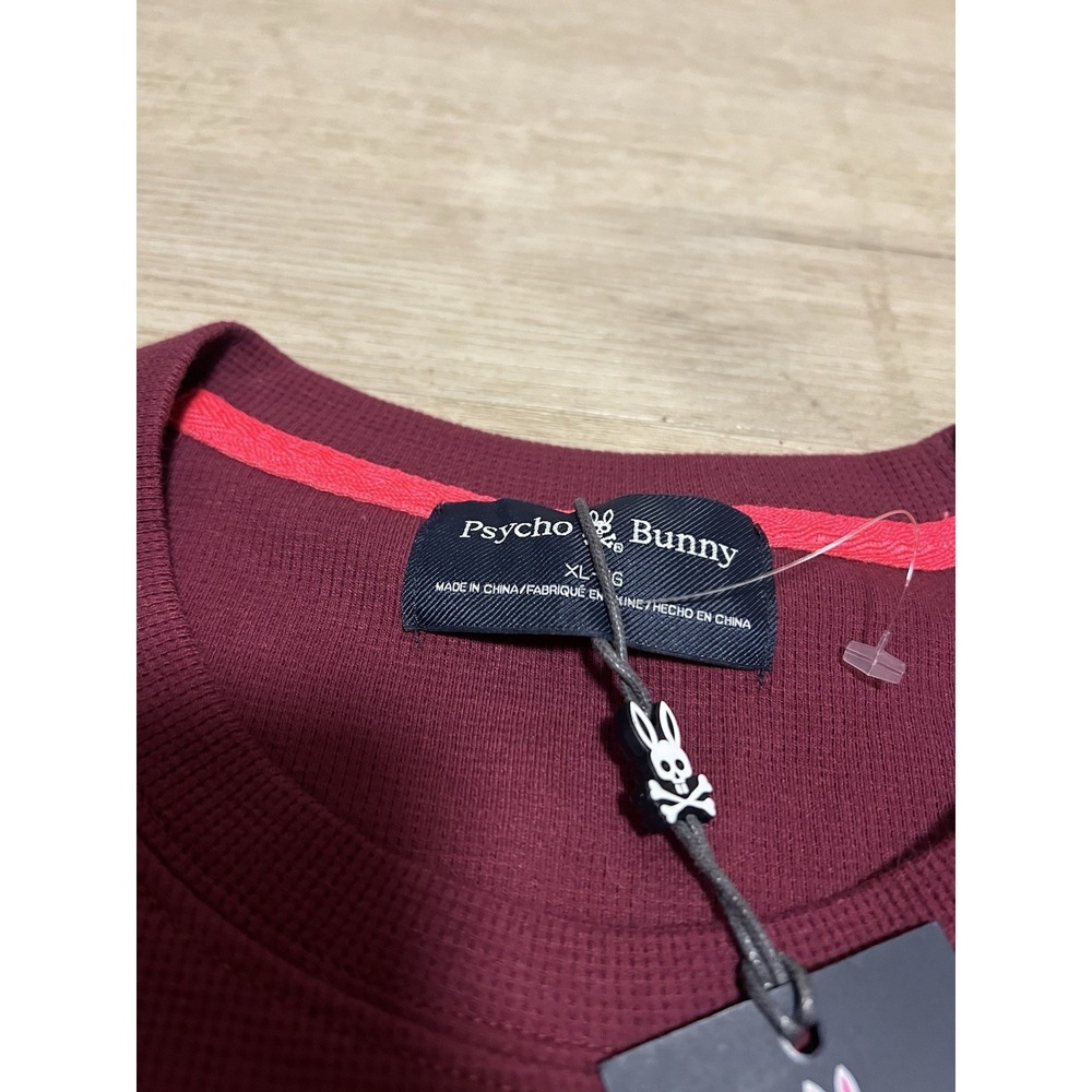 Psycho Bunny Men's VAIL Waffle Long Sleeve Pocket Shirt XL Crimson Red NWT - Picture 4 of 9